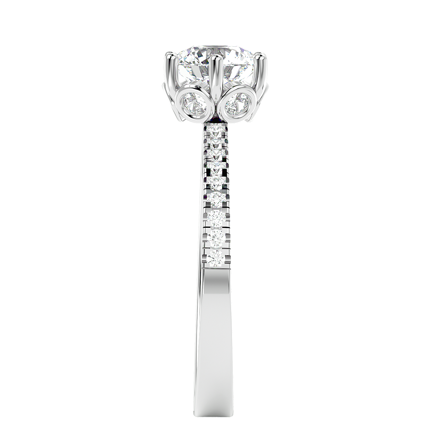 Solitaire Engagement Lab Diamond Ring 18 Karat white Gold Classique 60 Pointer Lab Diamond Ring Fiona Diamonds