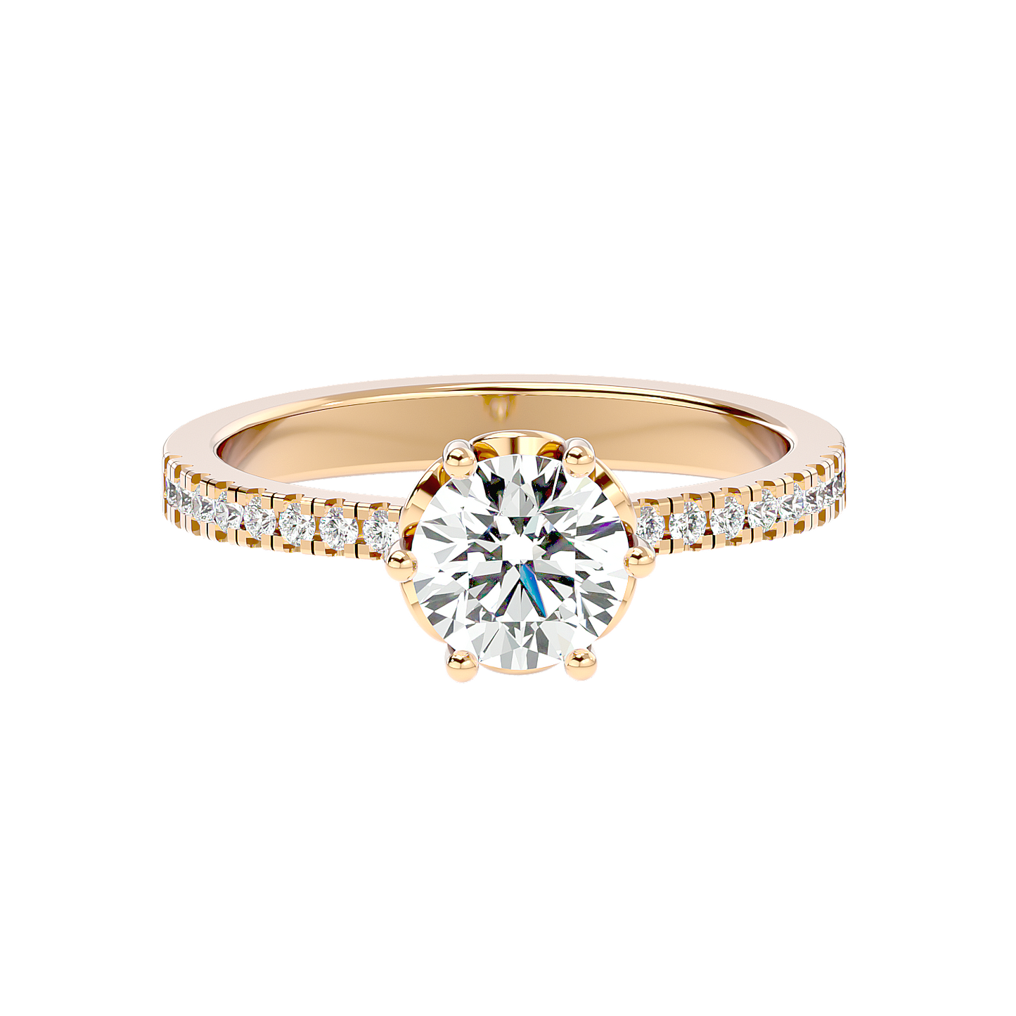 Load image into Gallery viewer, Solitaire Engagement Lab Diamond Ring 18 Karat Yellow Gold Classique 60 Pointer Lab Diamond Ring Fiona Diamonds
