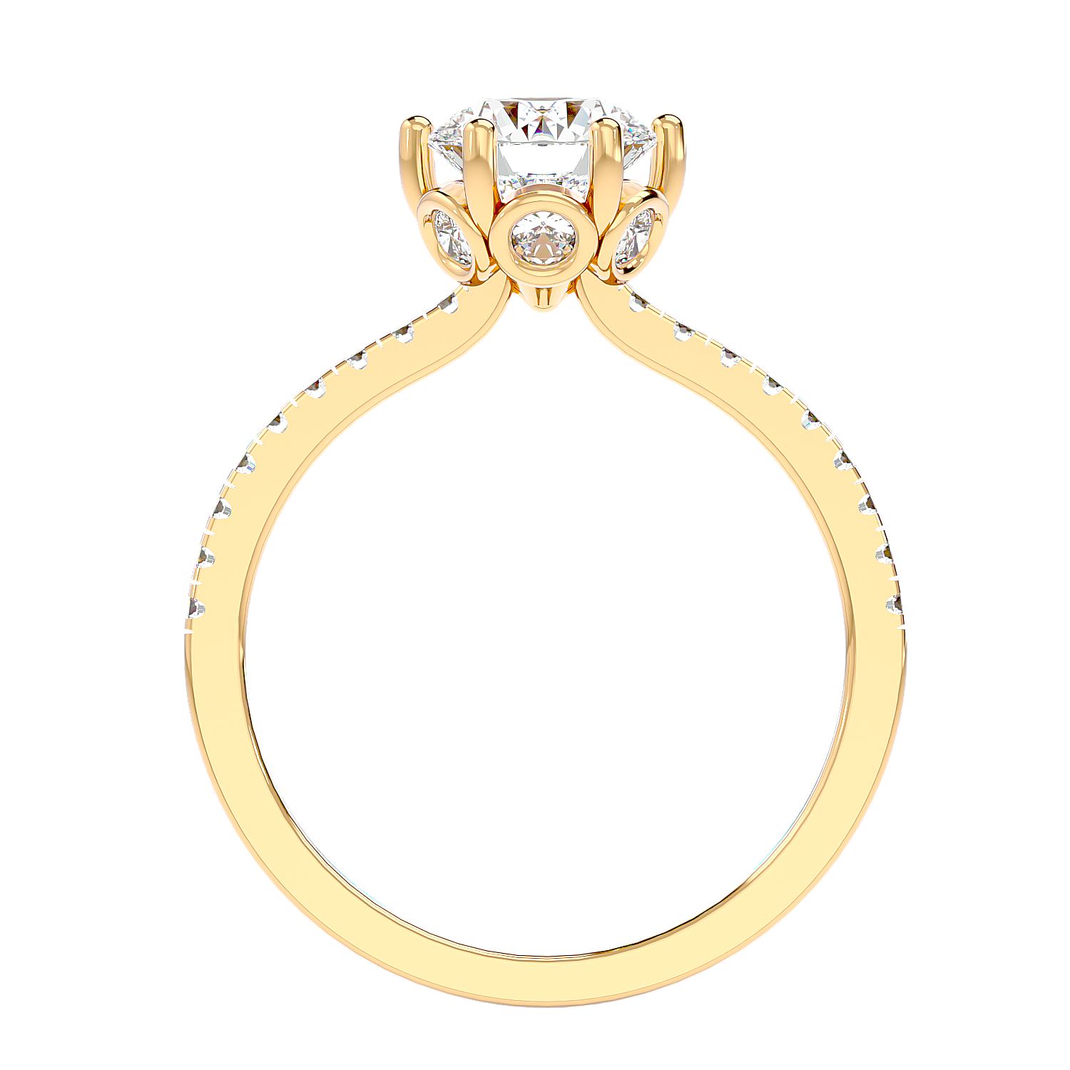 Solitaire Engagement Lab Diamond Ring 18 Karat Yellow Gold Classique 60 Pointer Lab Diamond Ring Fiona Diamonds