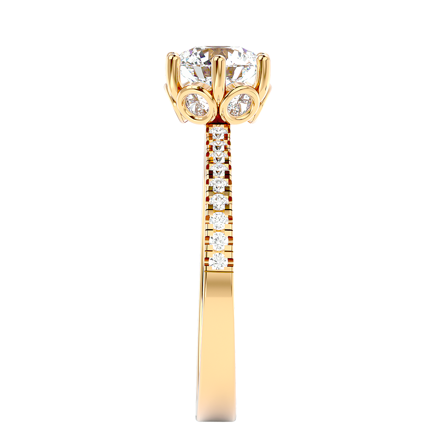 Solitaire Engagement Lab Diamond Ring 18 Karat Yellow Gold Classique 60 Pointer Lab Diamond Ring Fiona Diamonds