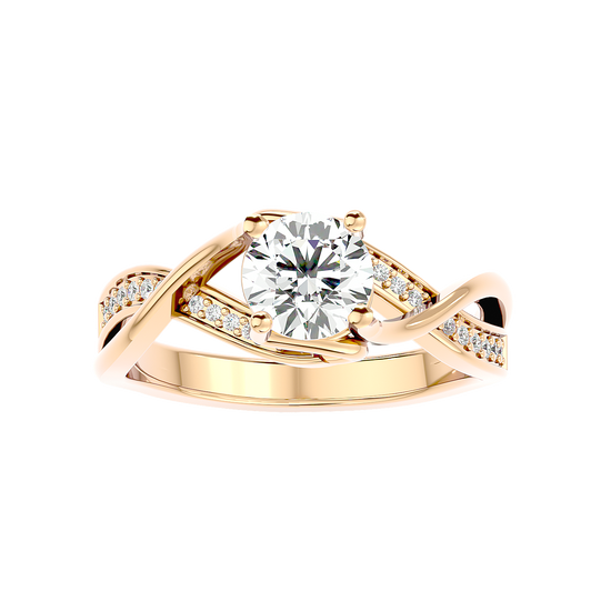 Solitaire Engagement Lab Diamond Ring 18 Karat Yellow Gold Criss-Cross 65 Pointer Lab Diamond Ring Fiona Diamonds