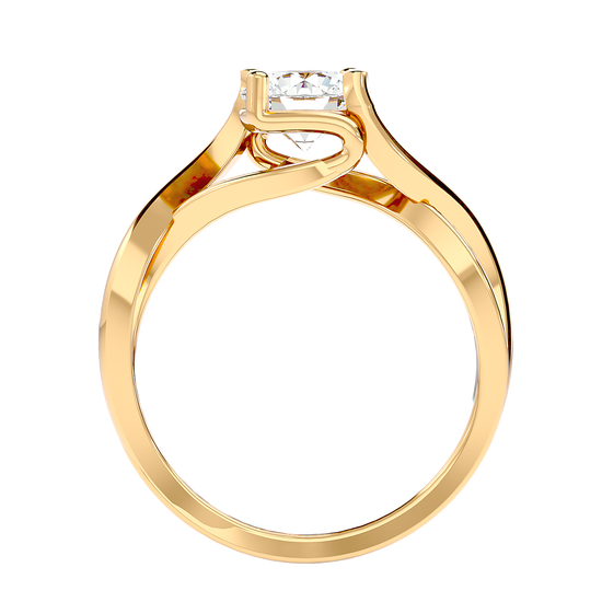 Solitaire Engagement Lab Diamond Ring 18 Karat Yellow Gold Criss-Cross 65 Pointer Lab Diamond Ring Fiona Diamonds