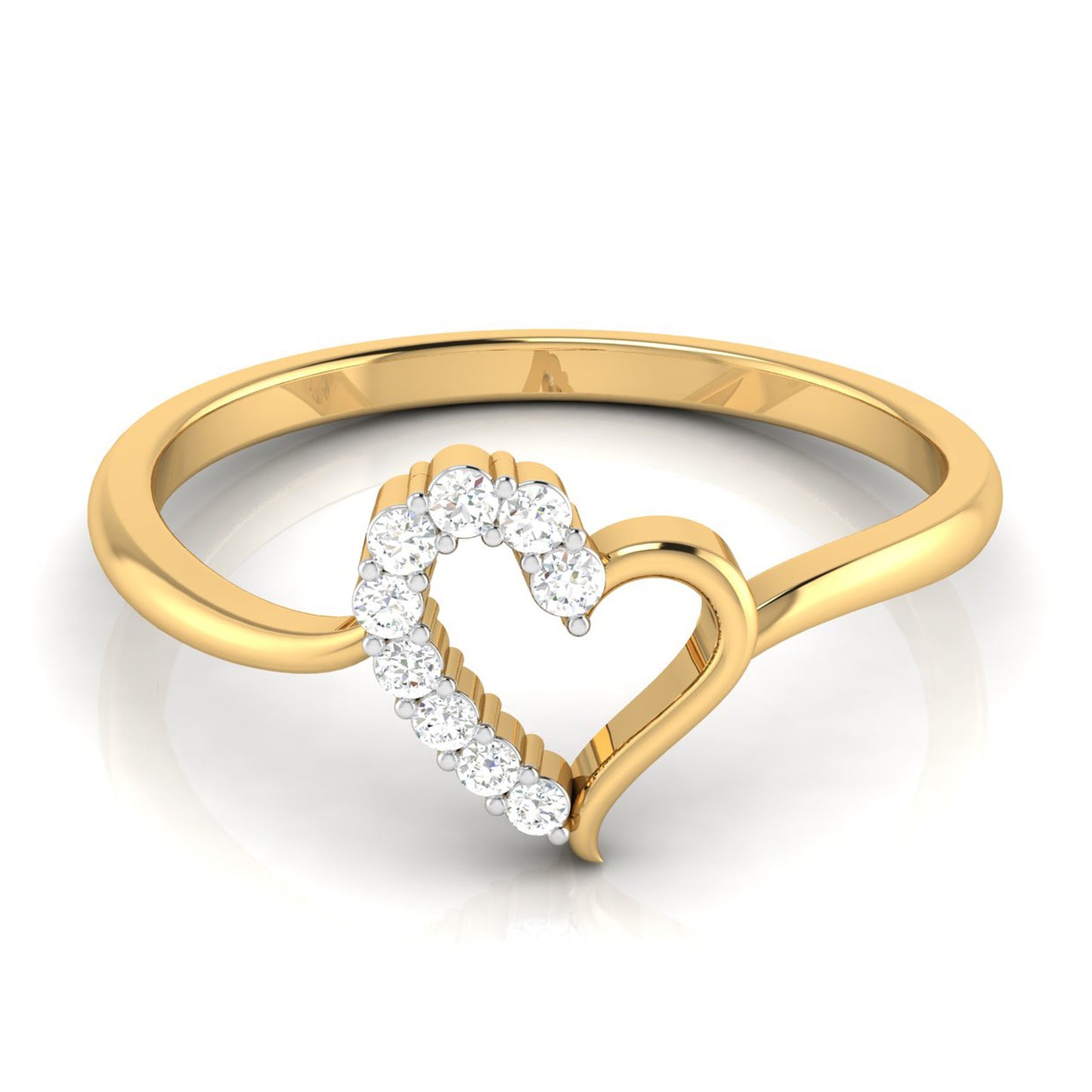 Yellow Gold Diamond Slender Heart Women's Ring – Drip Gold Jewelry