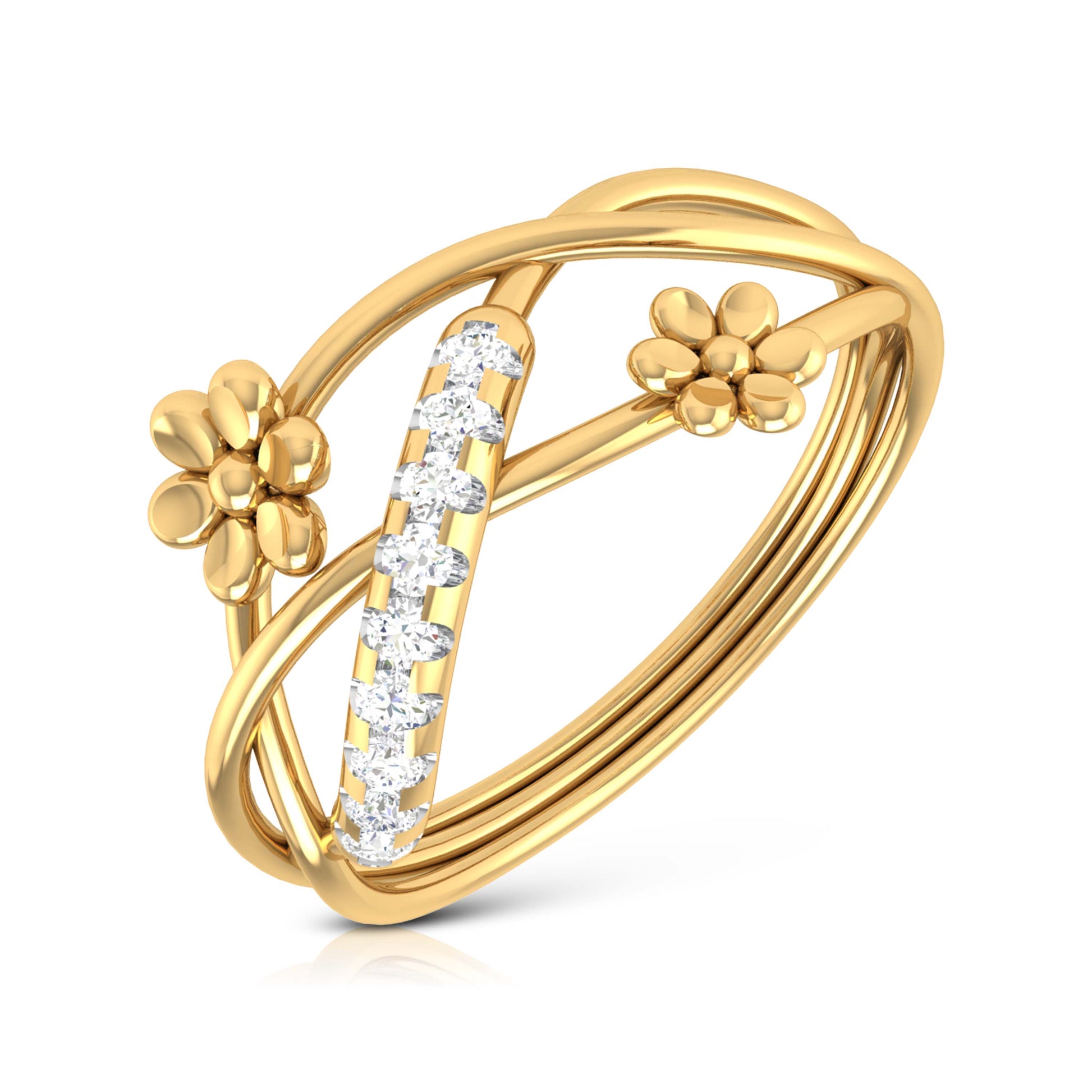 Floral lab grown diamond ring simple round ring design Fiona Diamonds