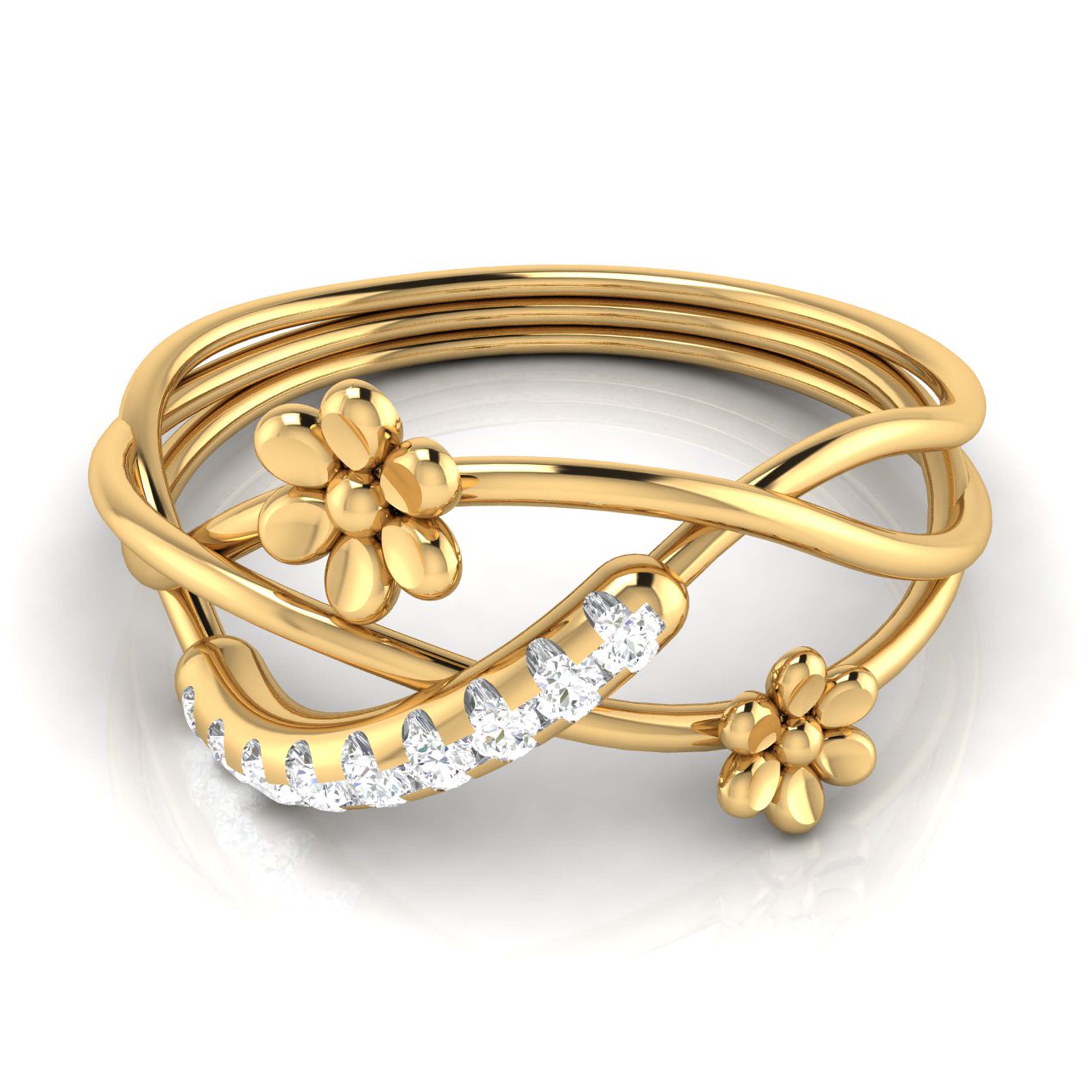 Floral lab grown diamond ring simple round ring design Fiona Diamonds
