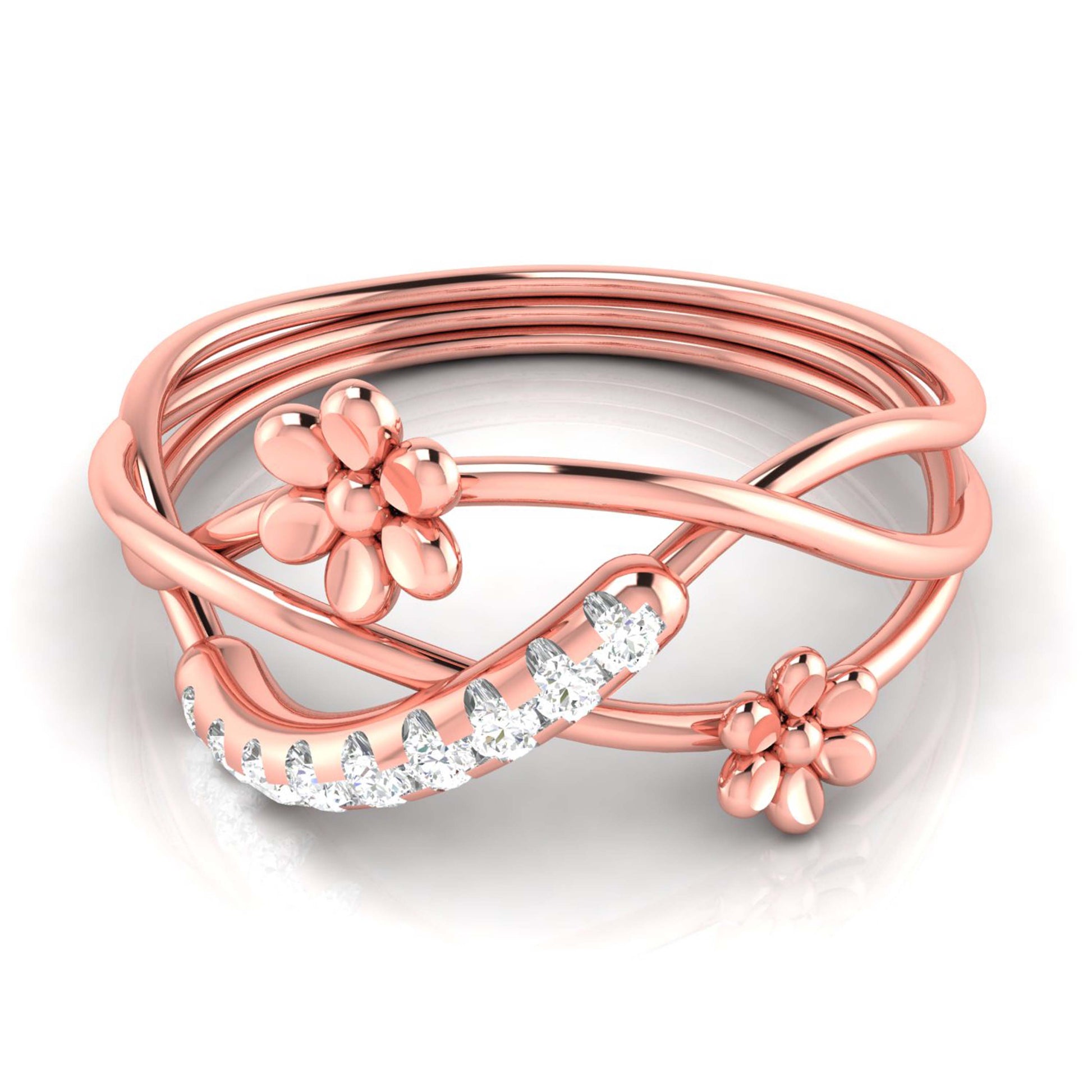 Floral lab grown diamond ring simple round ring design Fiona Diamonds