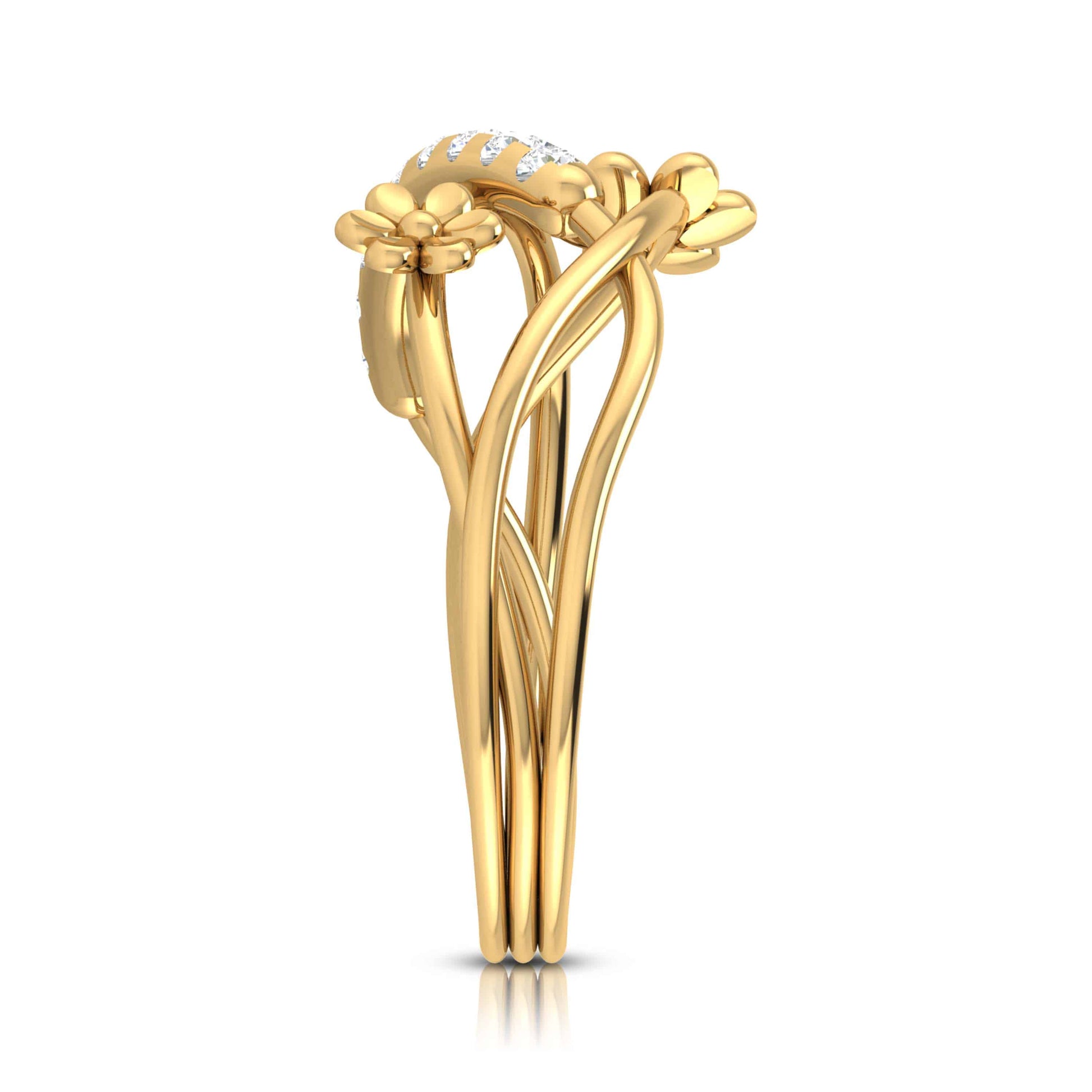 Floral lab grown diamond ring simple round ring design Fiona Diamonds