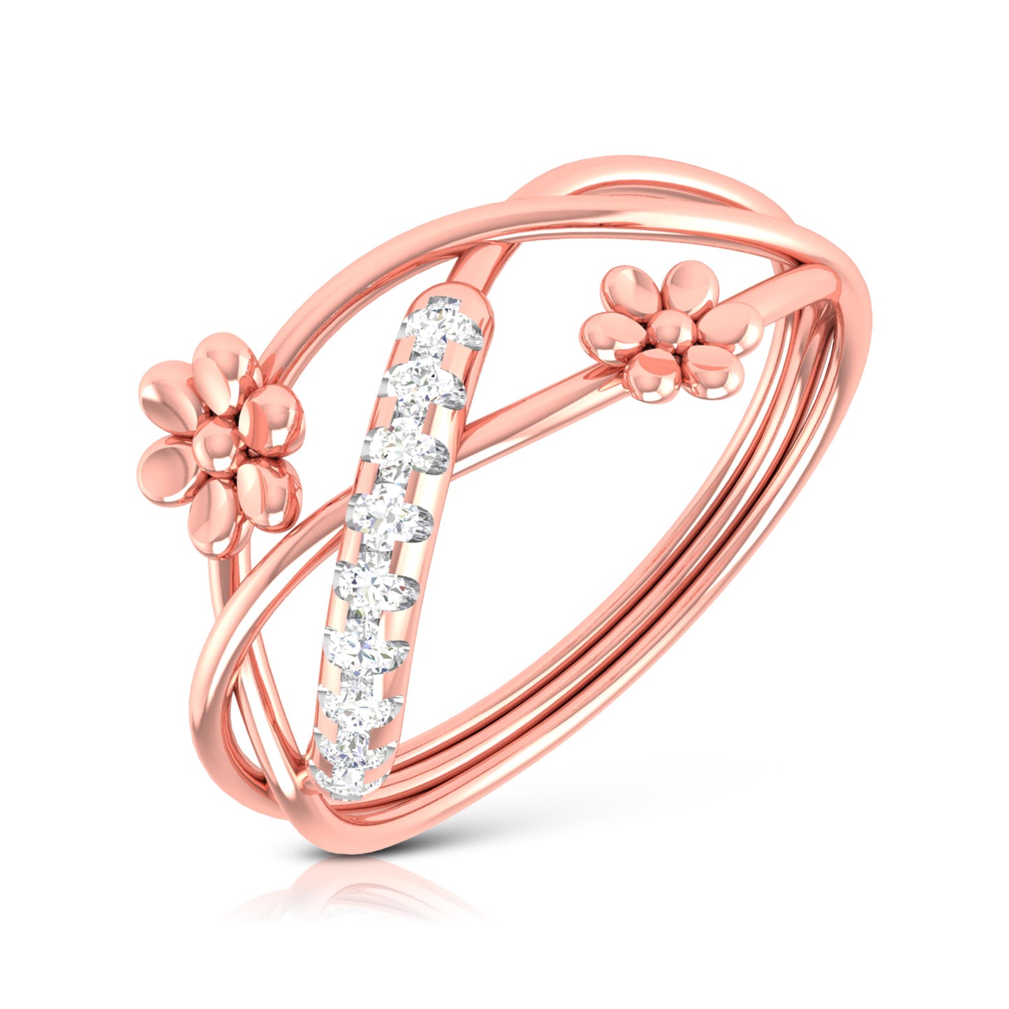 Floral lab grown diamond ring simple round ring design Fiona Diamonds
