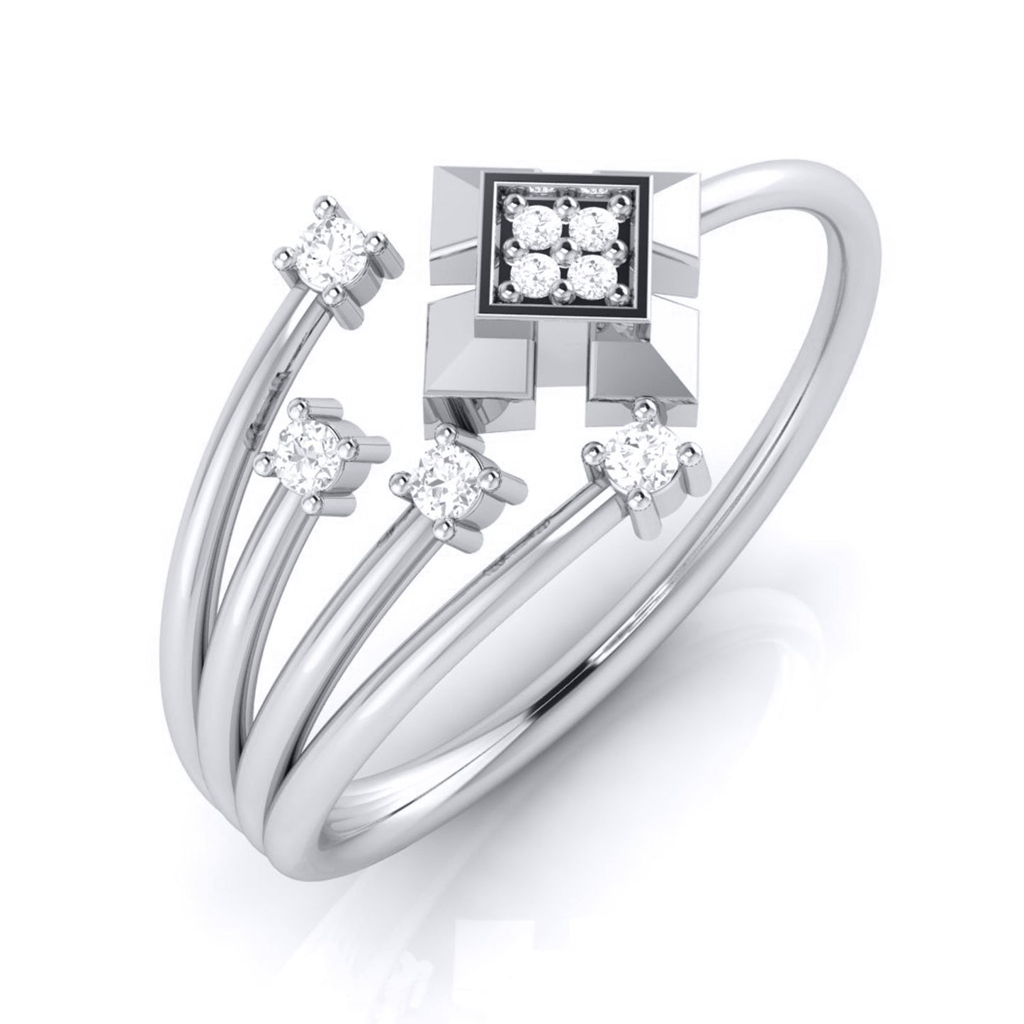 Flower Design Wedding Set With Princess Cut Diamond : Arden Jewelers
