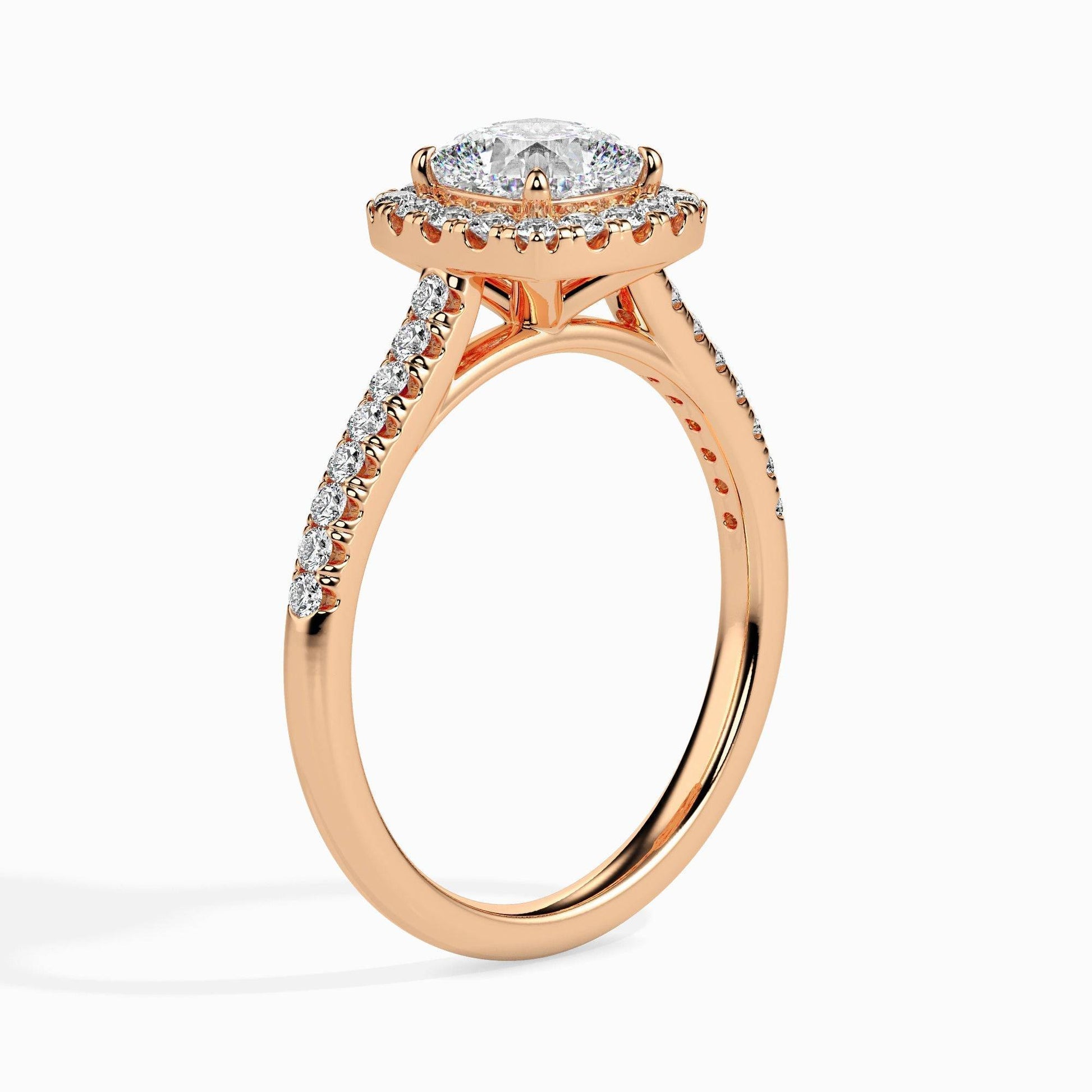 2ct Cushion Halo Lab Diamond Stretch Ring - Fiona Diamonds - Fiona Diamonds