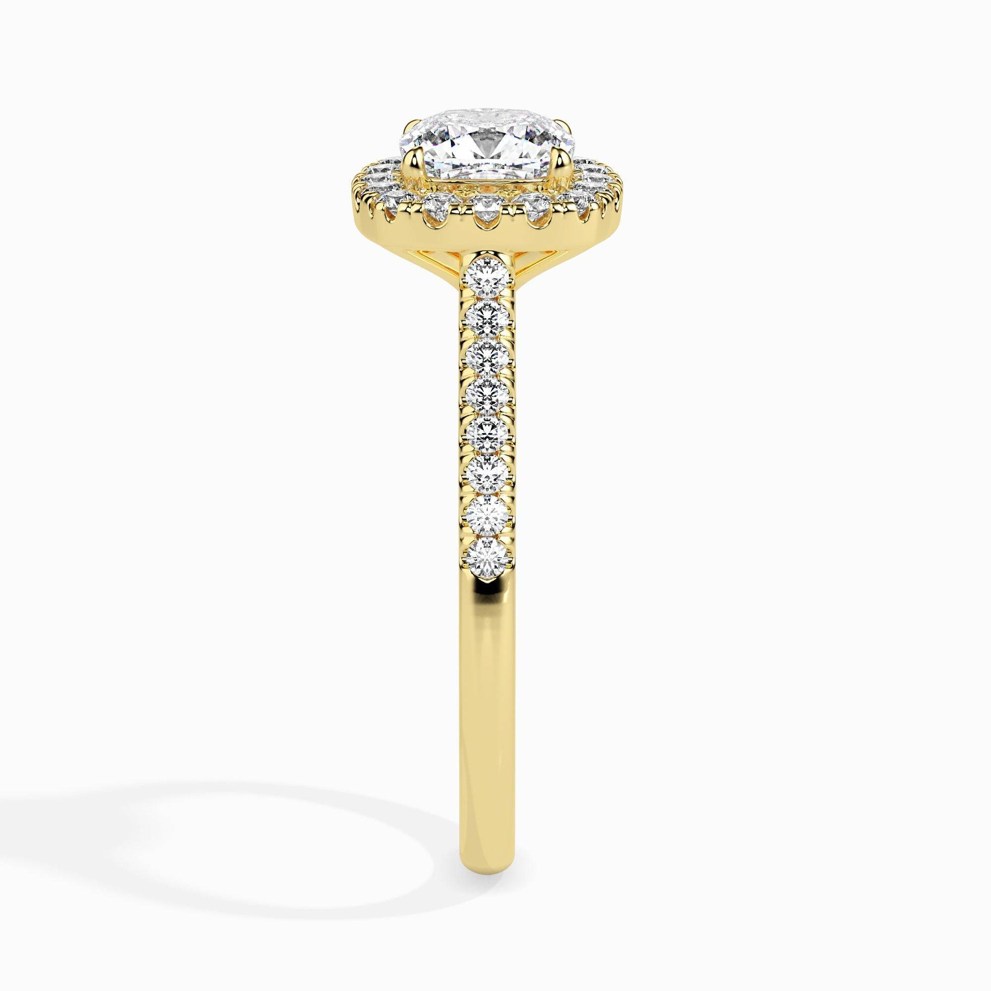 2ct Cushion Halo Lab Diamond Stretch Ring - Fiona Diamonds - Fiona Diamonds