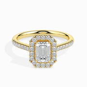 1ct Emerald Halo Lab Diamond Leila Ring - Fiona Diamonds - Fiona Diamonds