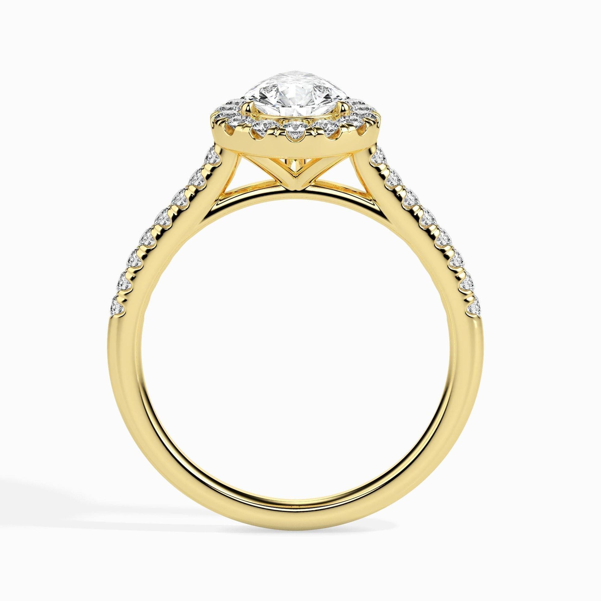 1ct Pear Halo Lab Diamond Zion Ring - Fiona Diamonds - Fiona Diamonds