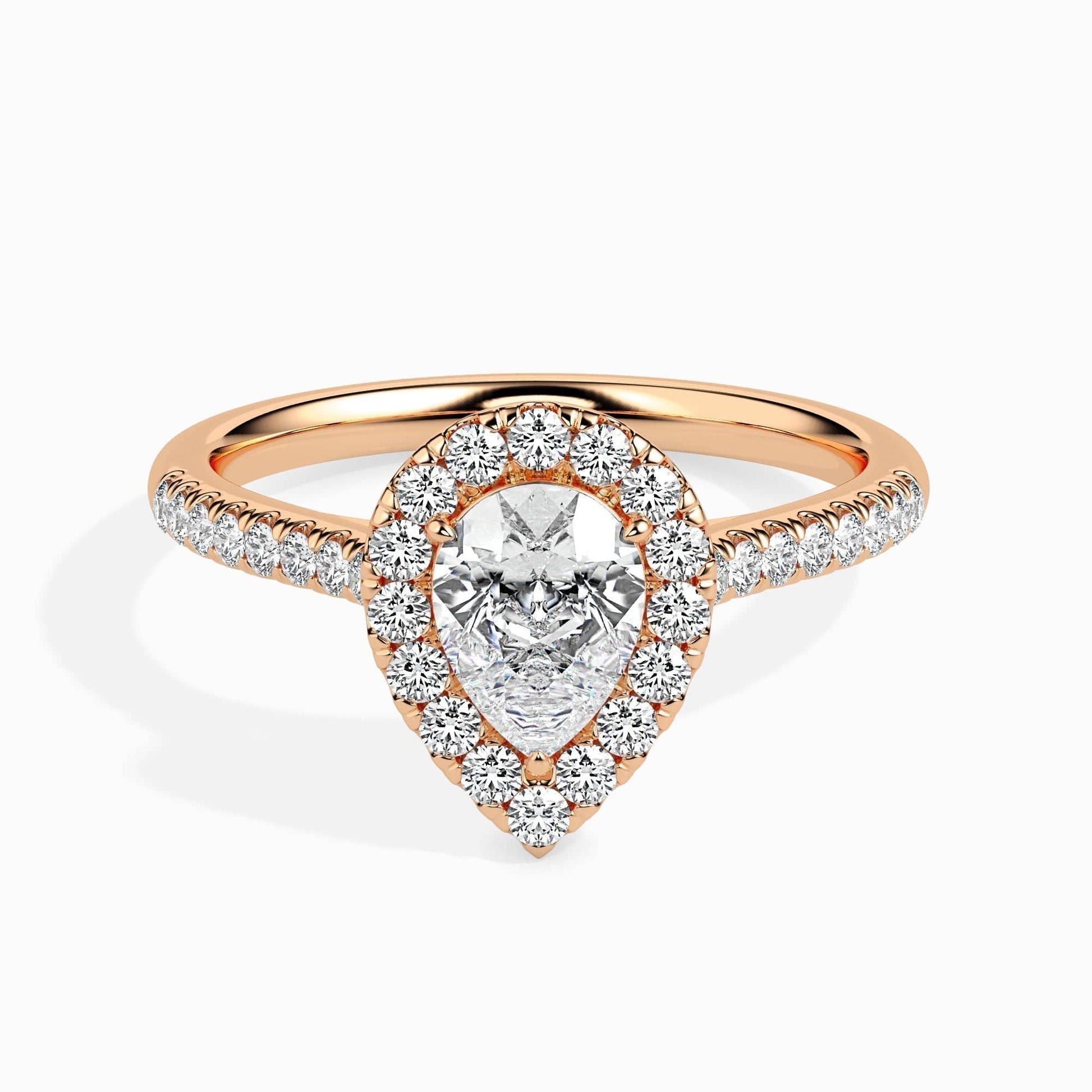 1ct Pear Halo Lab Diamond Zion Ring - Fiona Diamonds - Fiona Diamonds