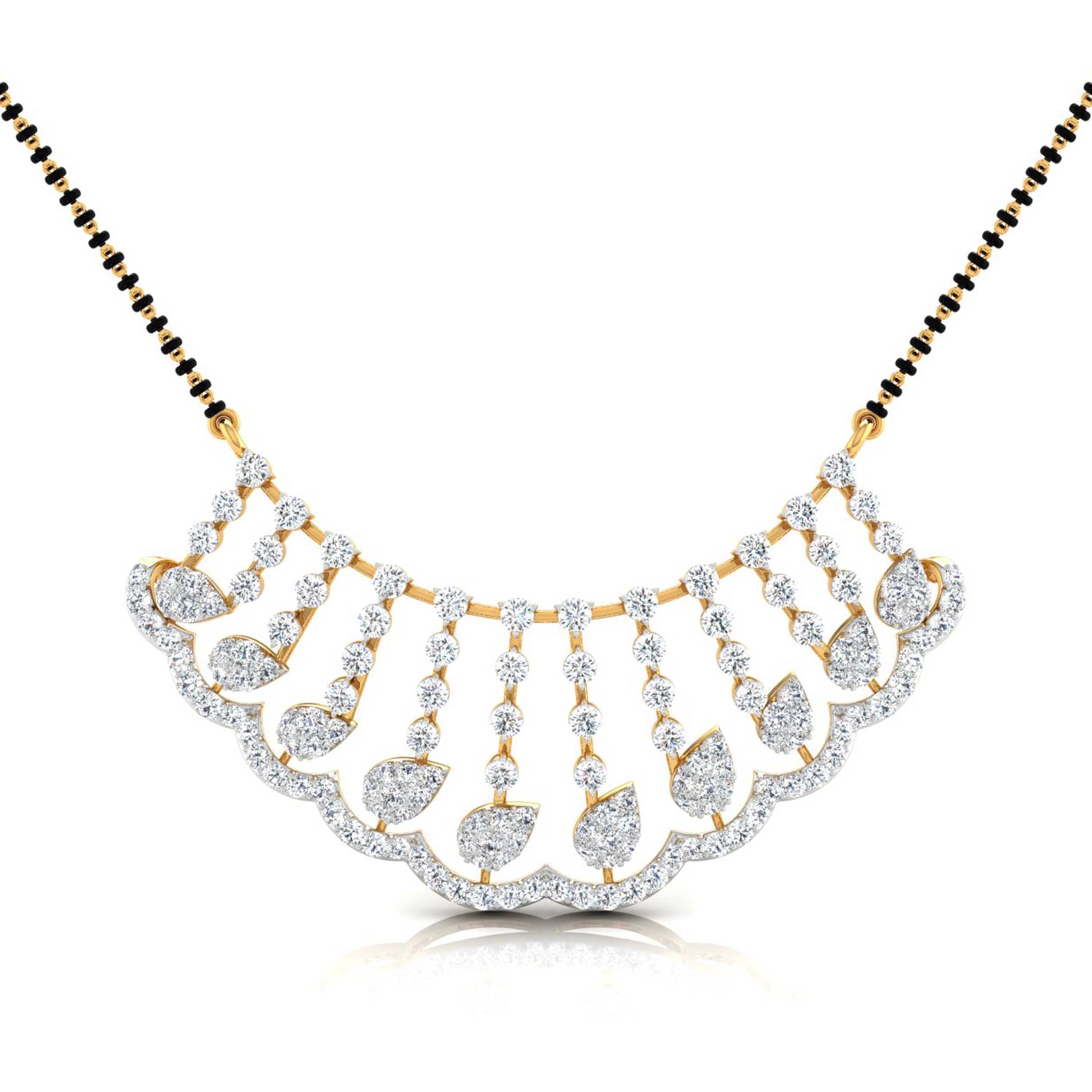 lab diamond mangalsutra design tanmaniya 18 karat yellow gold by Fiona Diamonds