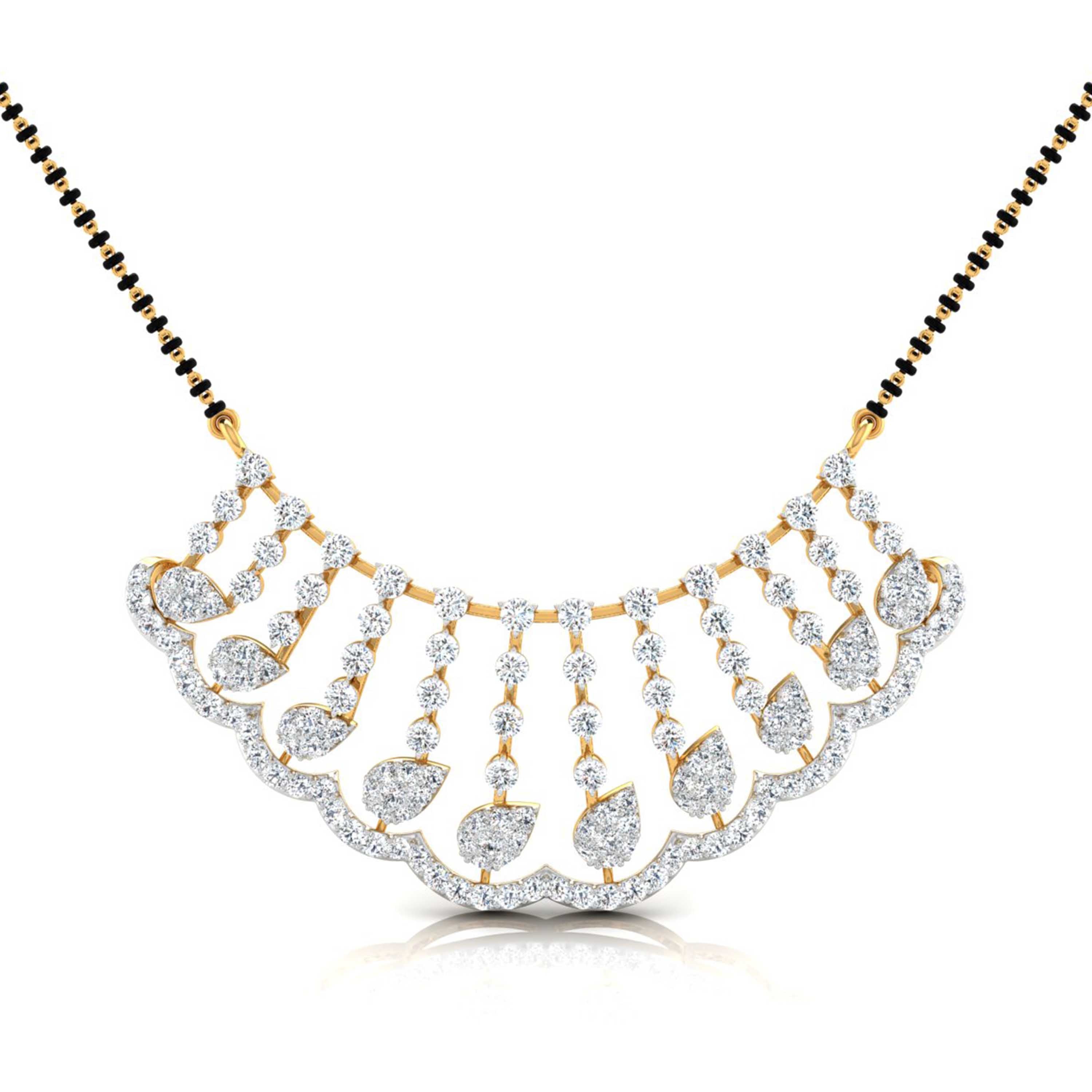 lab diamond mangalsutra design tanmaniya 18 karat yellow gold by Fiona Diamonds