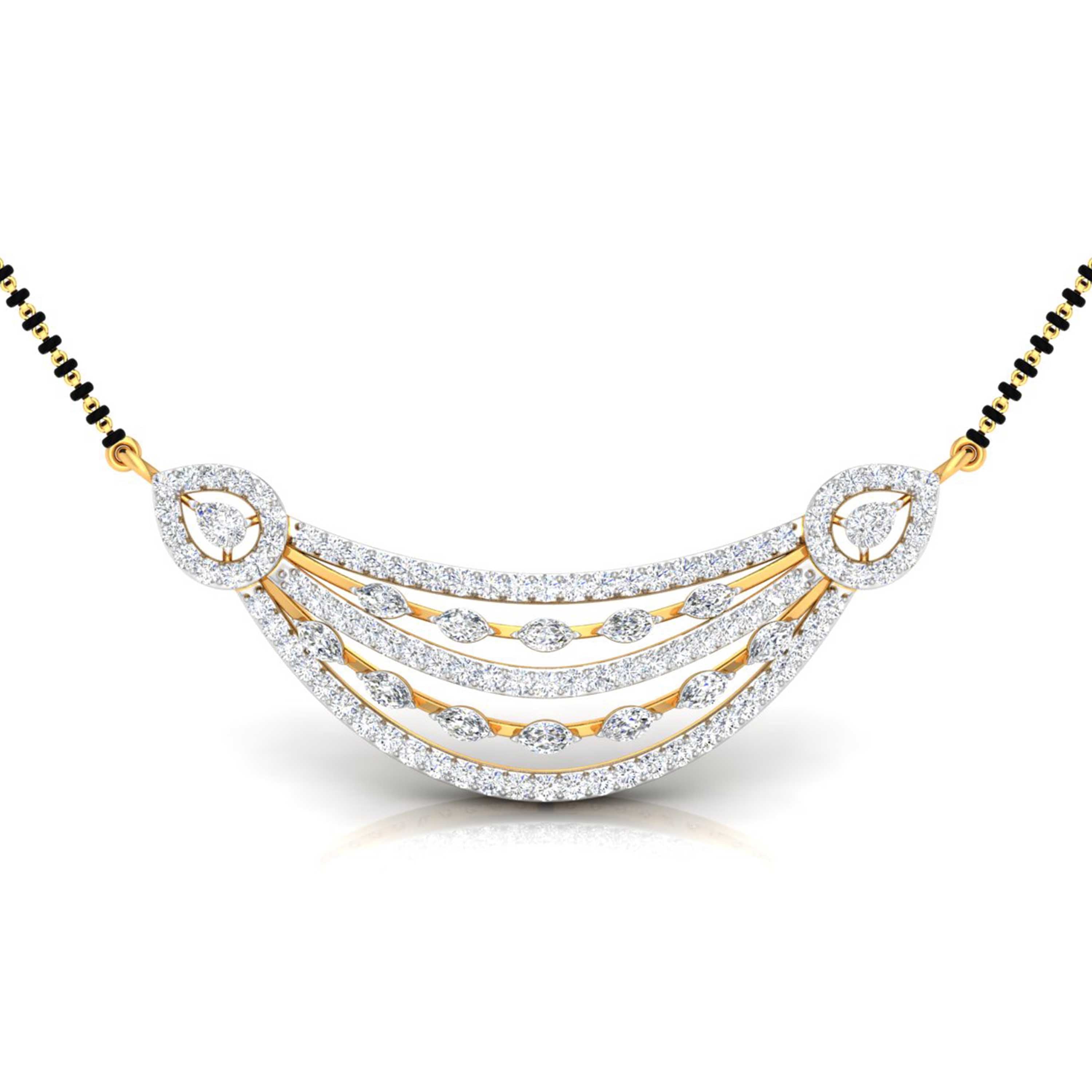 lab diamond mangalsutra design tanmaniya 18 karat yellow gold by Fiona Diamonds