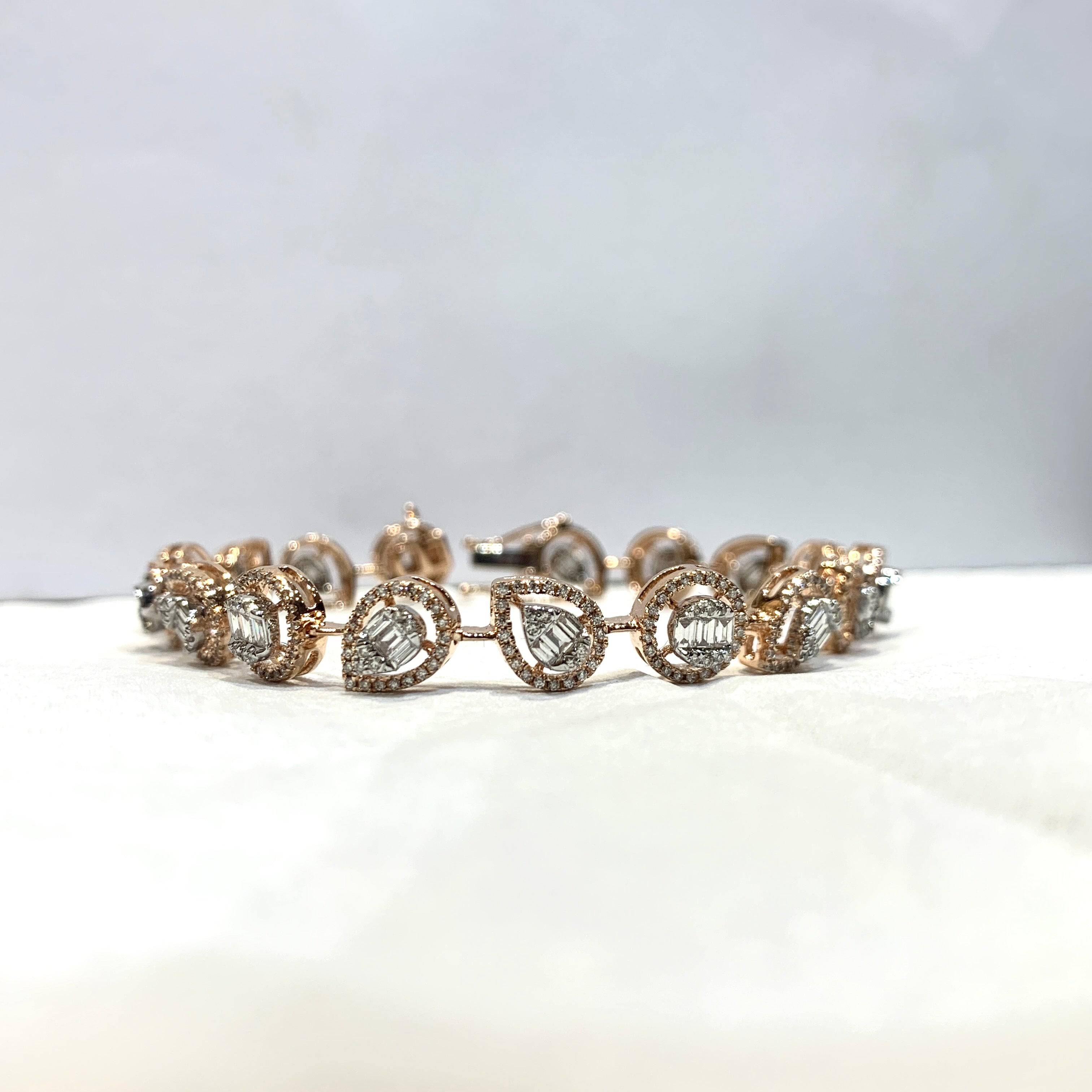 Pear-Round Diamond Bracelet - Fiona Diamonds - Fiona Diamonds
