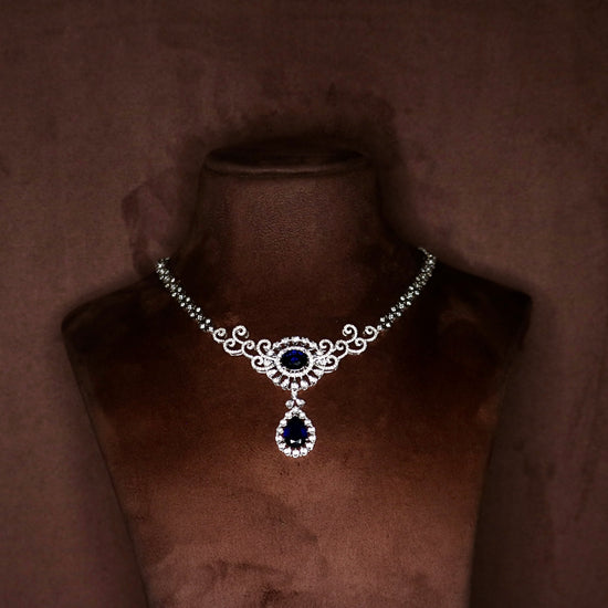 Load image into Gallery viewer, Fiona Diamonds , Diamond Necklace Set With Color Stone 
