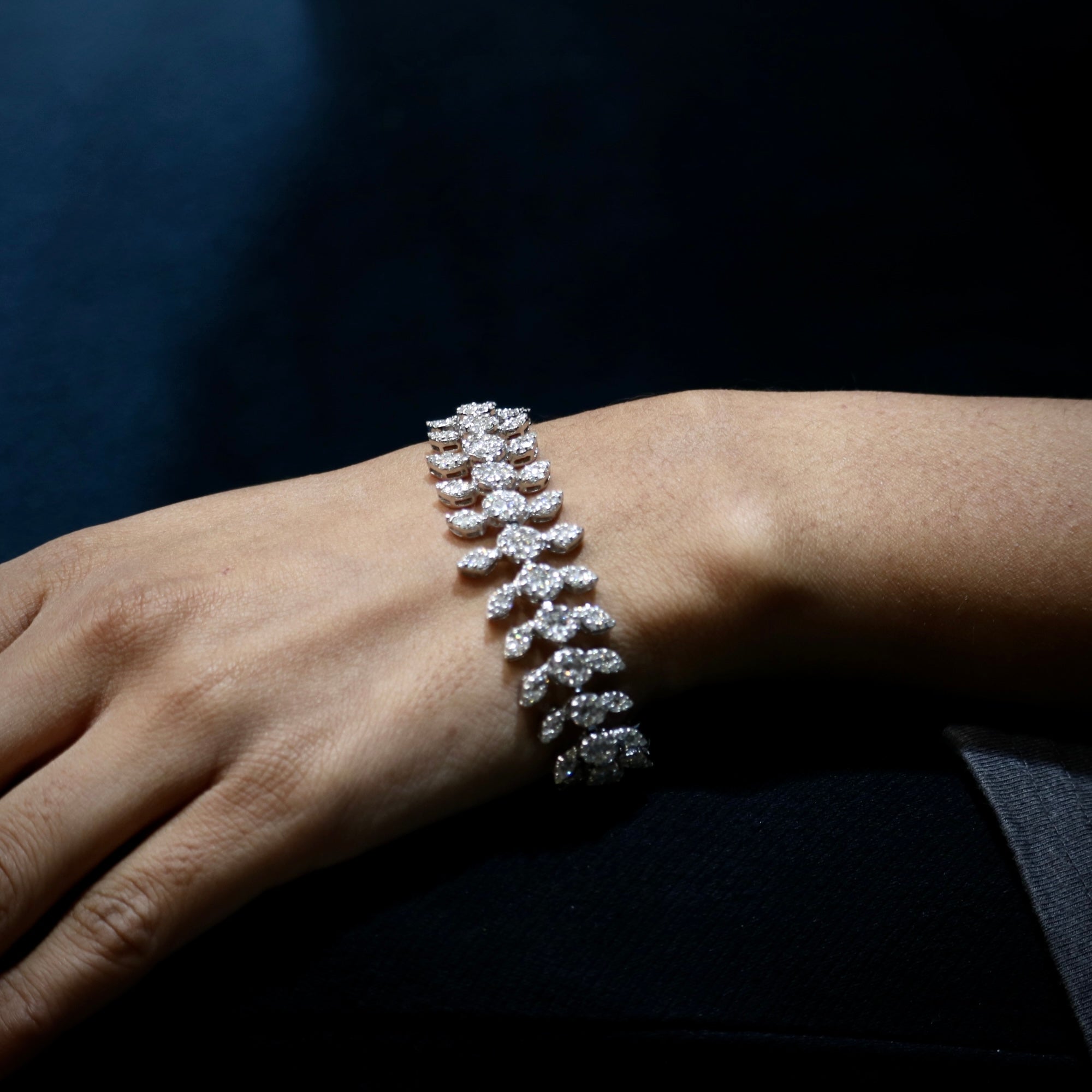 Leaf diamond bracelet design Fiona Diamonds