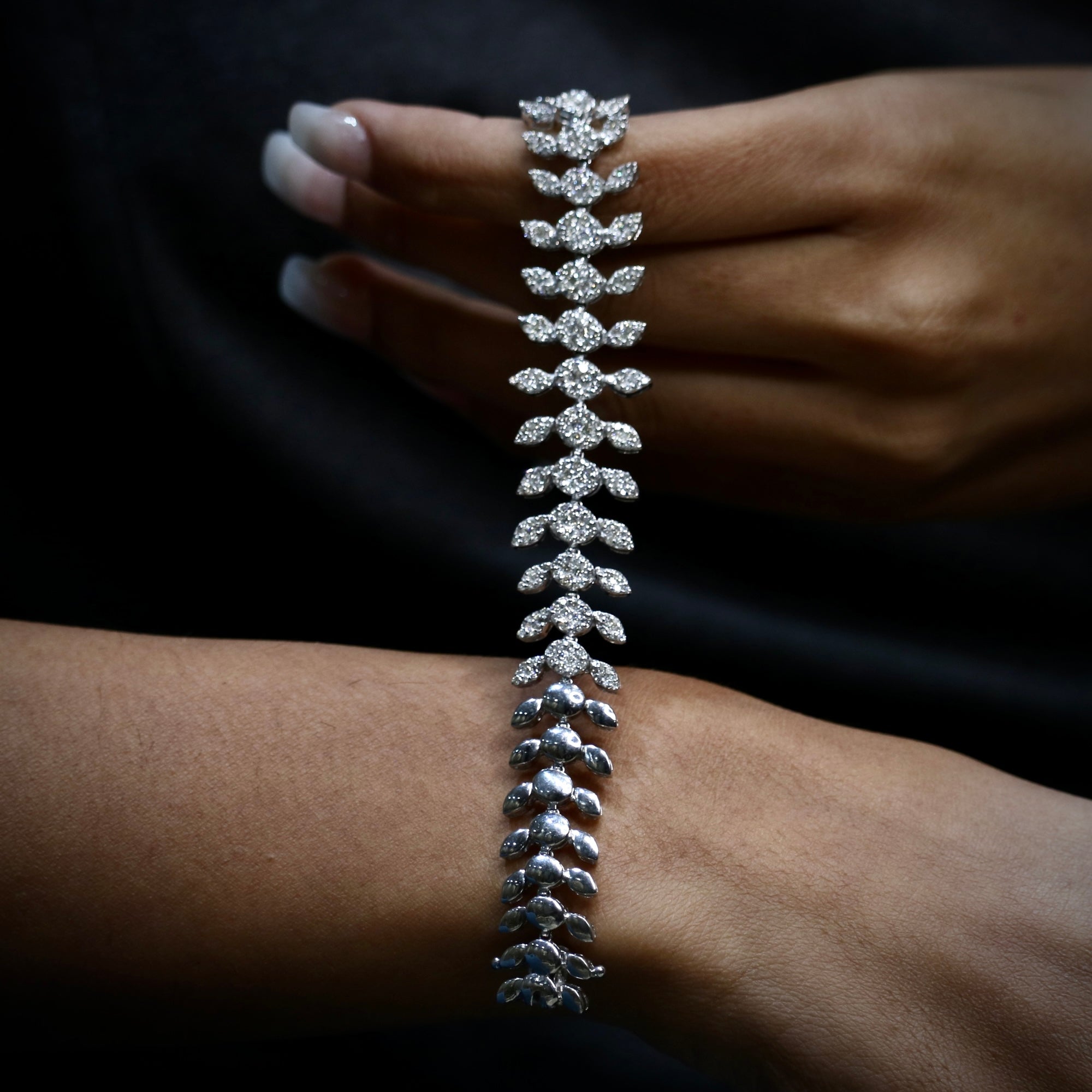 Leaf diamond bracelet design Fiona Diamonds