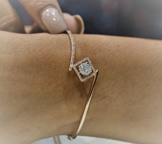Pave Set Diamond Bangle Bracelet in 18k White Gold (4.50ct. tw.)