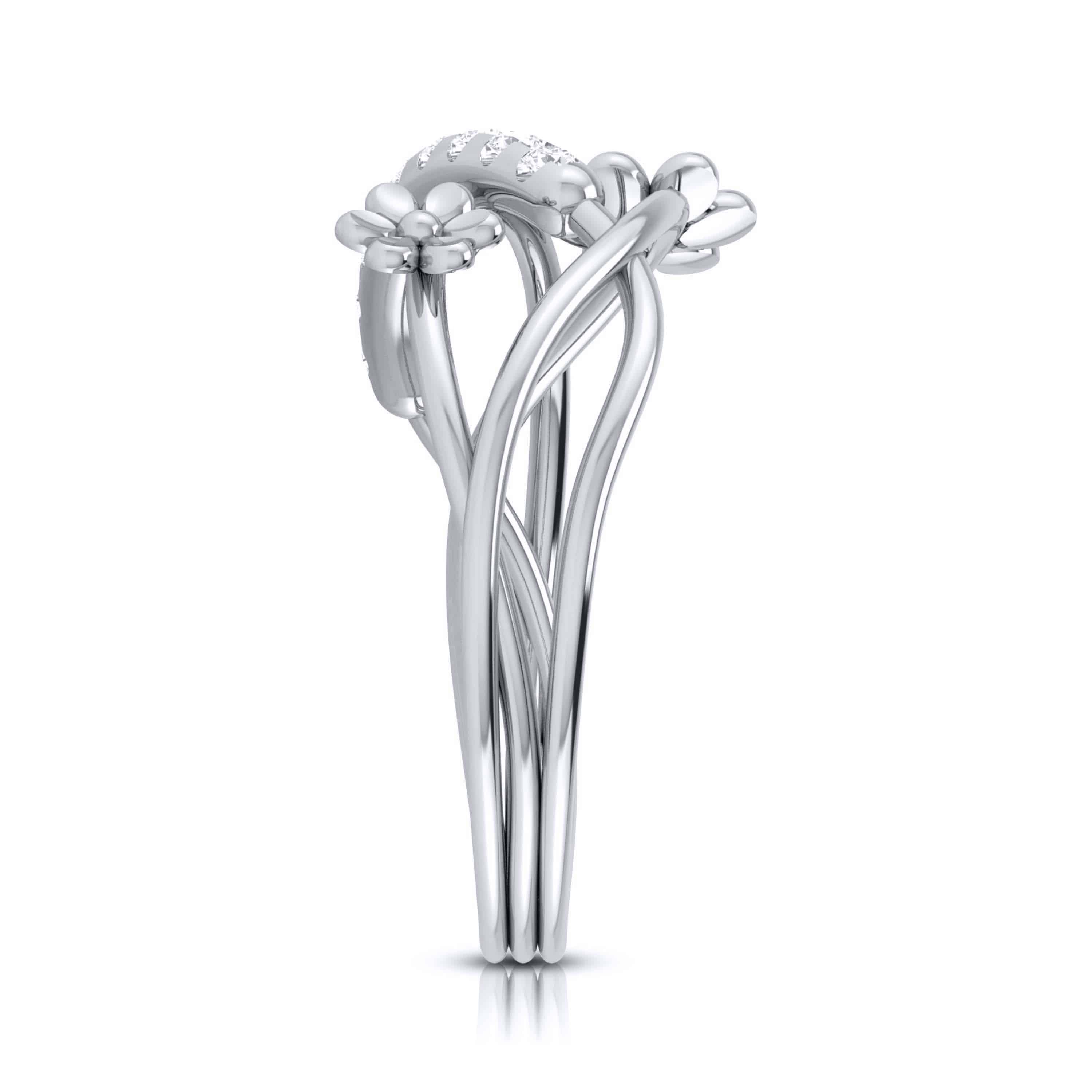 Floral lab grown diamond ring simple round ring design Fiona Diamonds