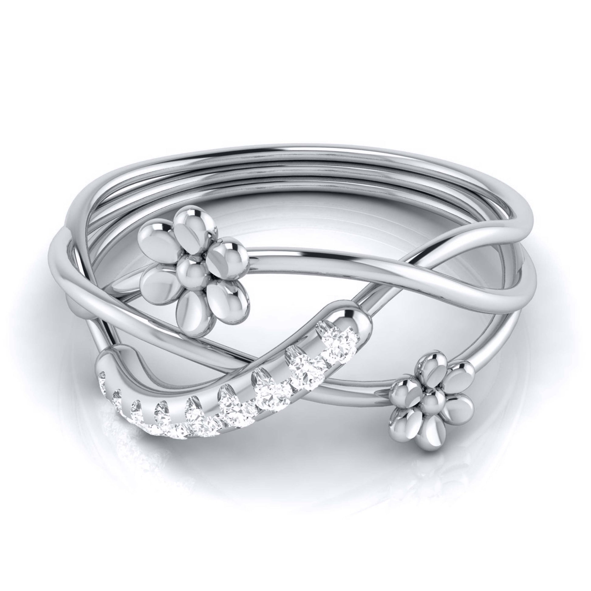 Floral lab grown diamond ring simple round ring design Fiona Diamonds