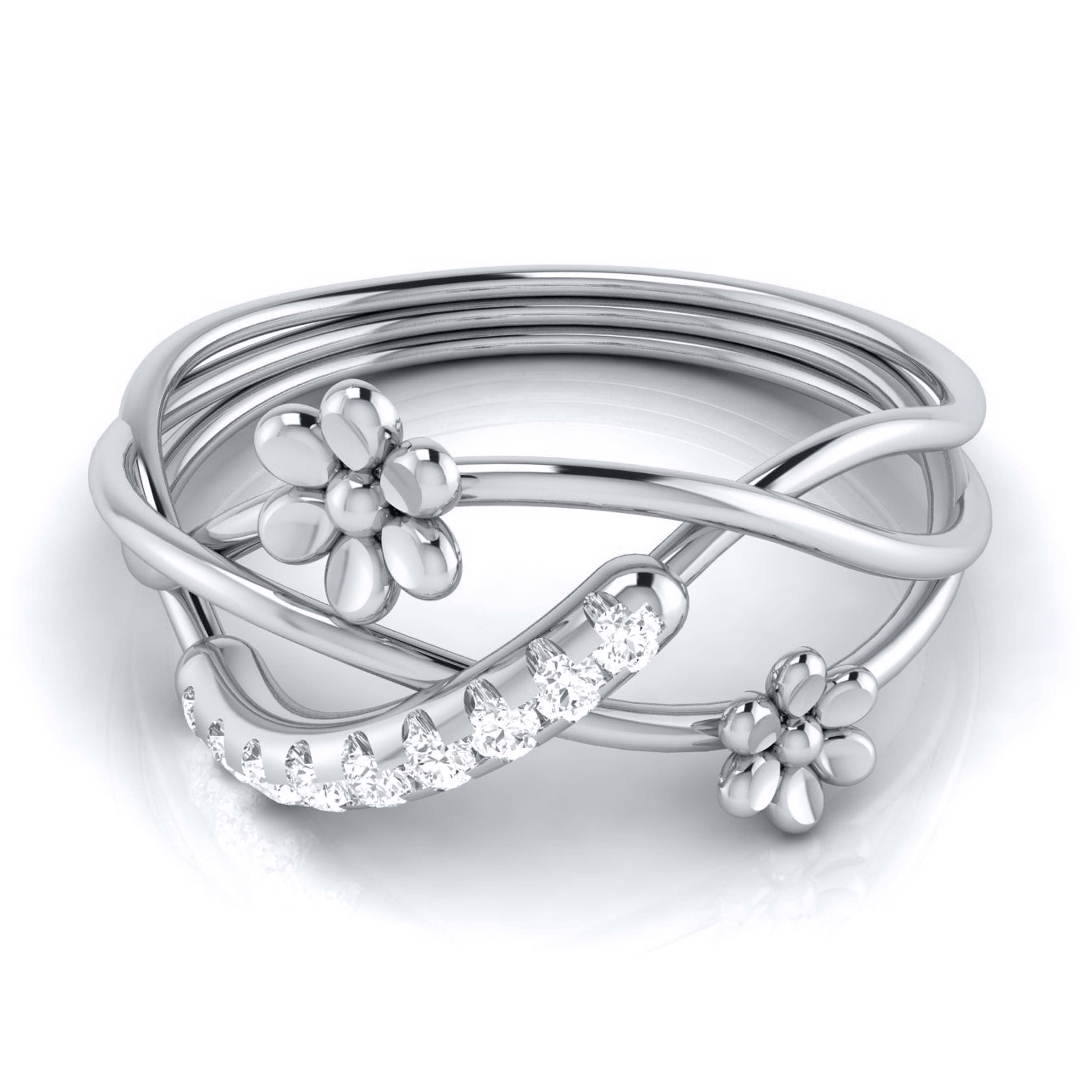 Floral lab grown diamond ring simple round ring design Fiona Diamonds